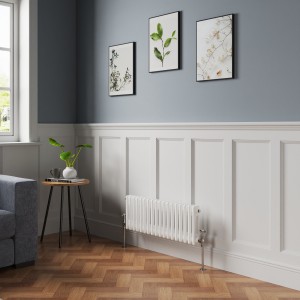 Bern 300 x 830mm White Double Column Horizontal Traditional Radiator