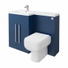 Calm Matt Blue Left Hand Combination Vanity Unit Basin L Shape with Back to Wall RAK Series 600 Toilet & Soft Close Seat & Concealed Cistern - 1100mm