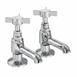 Lincoln Traditional Crosshead Basin Pillar Taps - Chrome and White