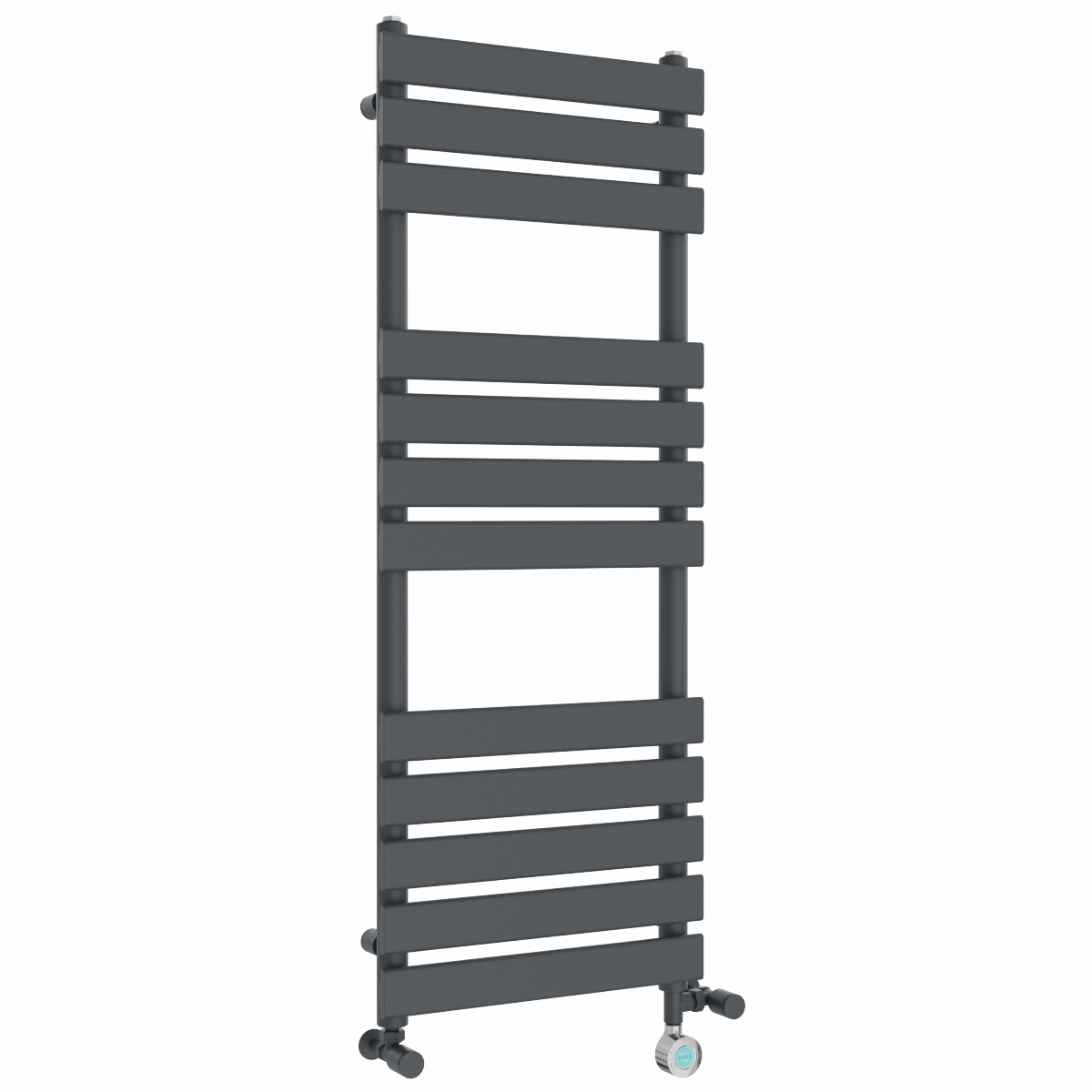 Juva 1200 x 450mm Dual Fuel Sand Grey Flat Panel Thermostatic Touch Control Electric Heated Towel Rail