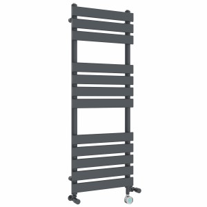 Juva 1200 x 450mm Dual Fuel Sand Grey Flat Panel Thermostatic Touch Control Electric Heated Towel Rail
