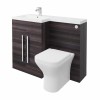 Calm Grey Left Hand Combination Vanity Unit Basin L Shape with Back to Wall Feel Curved Toilet & Soft Close Seat & Concealed Cistern - 1100mm