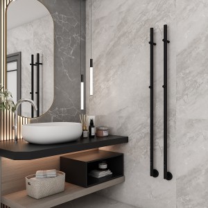 Carisa Dante 1500 x 32mm Matt Black Designer Stainless Steel Electric Towel Rail