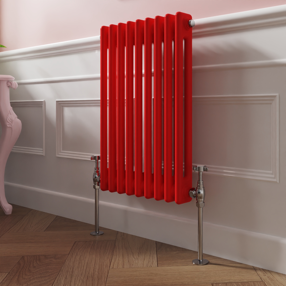 Bern 600 x 425mm Traditional Signal Red Double Horizontal Column Radiator