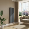 Lulea 1600 x 550mm Anthracite Double Vertical Flat Panel Radiator