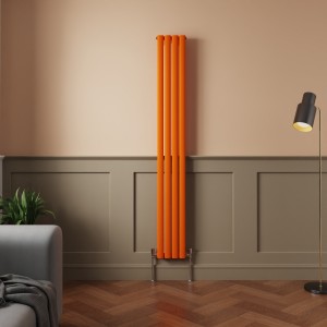 Norden 1800 x 237mm Bright Orange Single Oval Column Vertical Designer Radiator