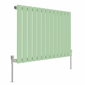 Karlstad 600 x 886mm Pastel Green Single Flat Panel Horizontal Designer Radiator