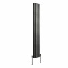 Norden 1600 x 237mm Black Silver Double Vertical Oval Column Designer Radiator