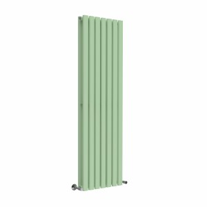 Lulea 1600 x 480mm Pastel Green Double Flat Panel Vertical Designer Radiator