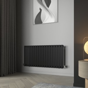 Karlstad 600 x 1158mm Black Single Horizontal Flat Panel Designer Radiator