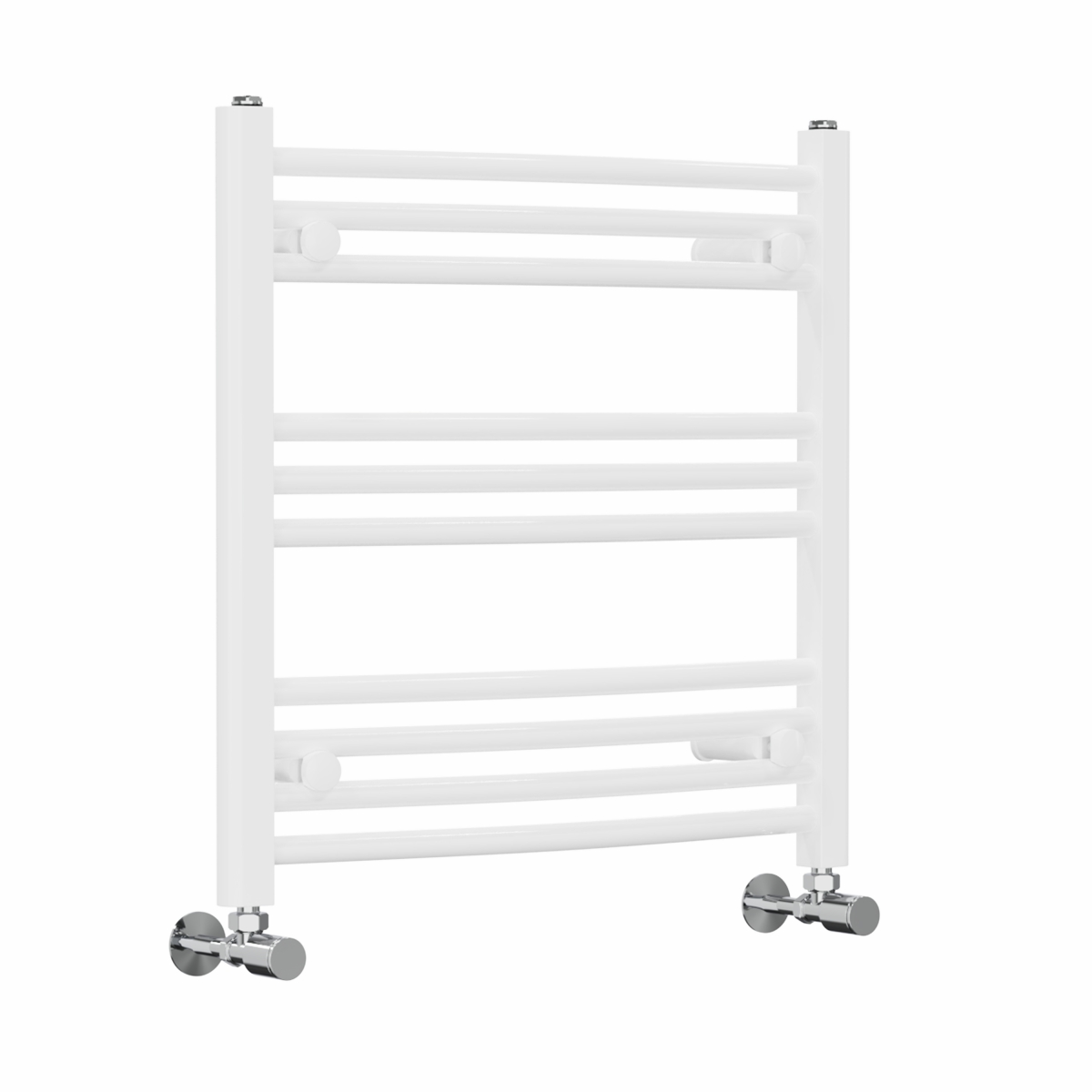 Fjord 600 x 600mm Curved White Heated Towel Rail