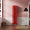 Bern 1800 x 470mm Traditional Signal Red Vertical Four Column Radiator