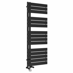 Kristiansund 1380 x 500mm Dual Fuel Black Thermostatic Touch Control Electric Heated Towel Rail