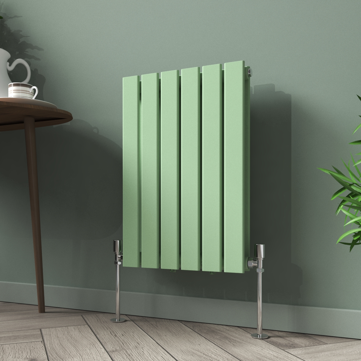 Karlstad 600 x 410mm Pastel Green Double Flat Panel Horizontal Designer Radiator