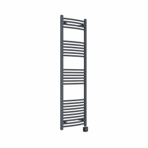 Fjord 1600 x 500mm Curved Anthracite Thermostatic Wifi Control Electric Heated Towel Rail