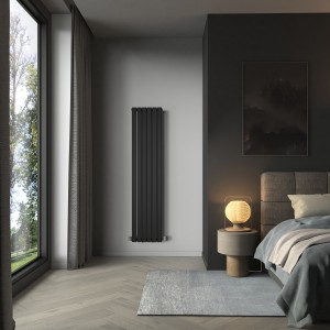 Karlstad 1800 x 410mm Black Single Vertical Flat Panel Designer Radiator