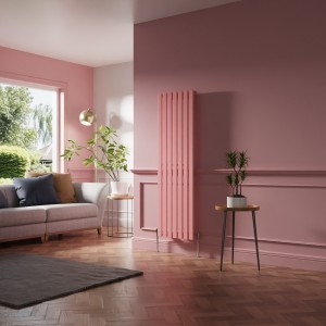 Lulea 1600 x 480mm Rose Clair Pink Single Vertical Flat Panel Designer Radiator