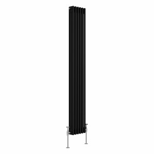 Bern 1800 x 290mm Black Triple Column Vertical Traditional Radiator