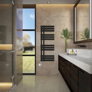 Koli 1200 x 450mm Black Thermostatic Touch Control Wifi Electric Heated Towel Rail