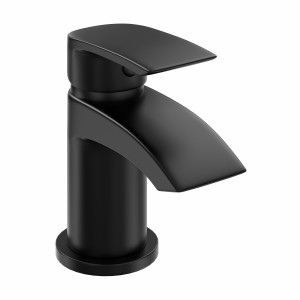 Flow Modern Cloakroom Mono Basin Mixer Tap Matt Black