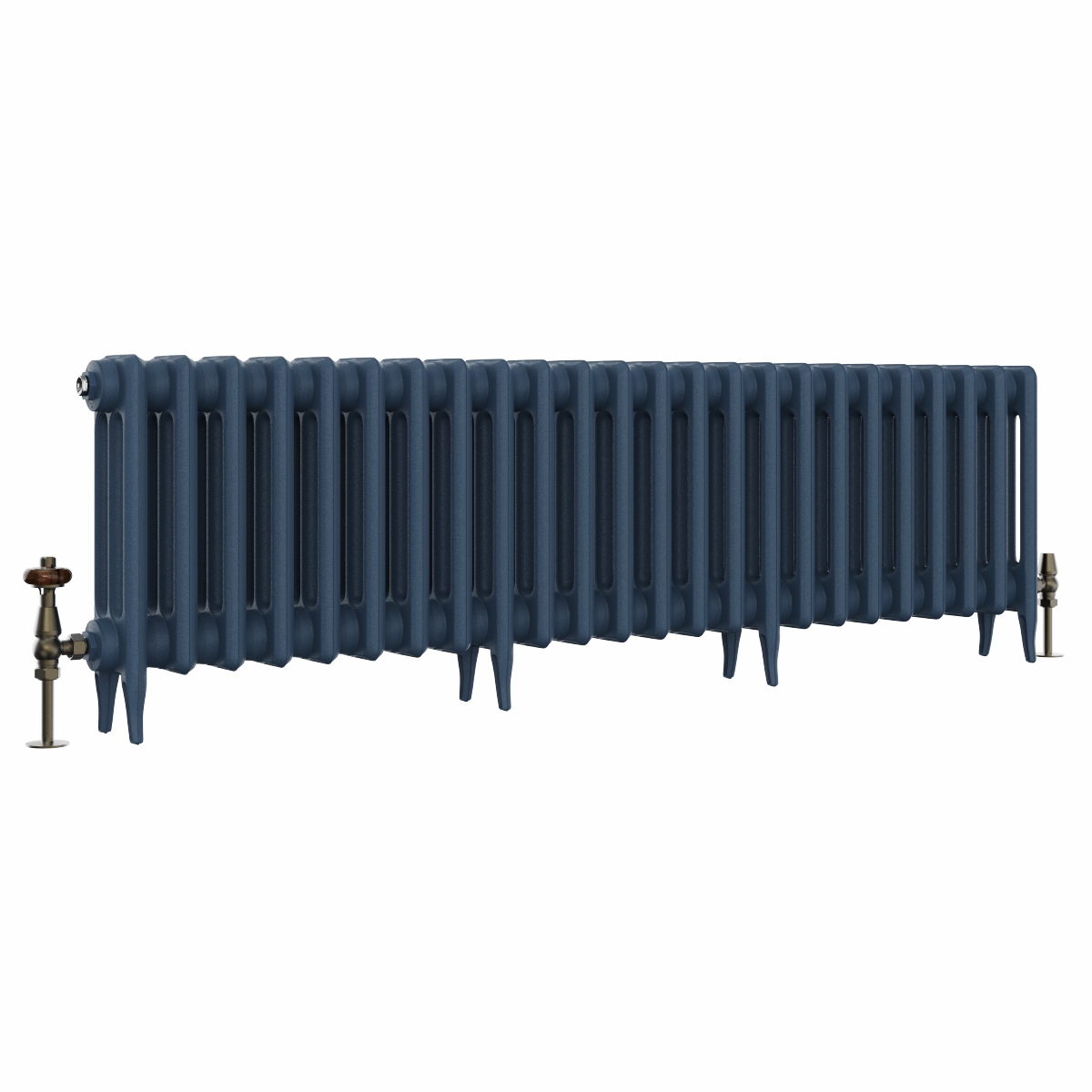 Classic  450 x 1522mm Farrow & Ball Hague Blue Triple Column Cast Iron Radiator - 24 Sections