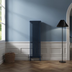 Bern 1500 x 470mm Sapphire Blue Four Column Vertical Traditional Radiator
