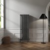Bern 1500 x 560mm Black Silver Four Column Vertical Traditional Radiator