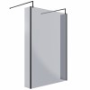 Wasdale 1400mm Black Smoked Walk Through Wet Room Screen with 215mm Hinged Return Screen & L- Shape Support Arms 