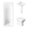 Essentials 1600 x 700mm Straight Bath Single Ended Bathroom Suite with Back to Wall Toilet