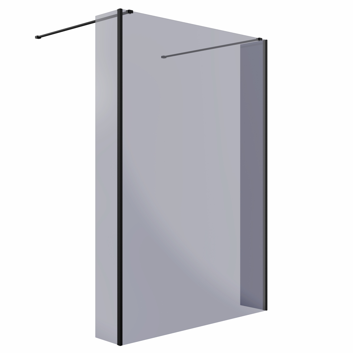 Wasdale 1400mm Black Smoked Walk Through Wet Room Screen with 215mm Hinged Return Screens