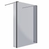 Wasdale 1400mm Black Smoked Walk Through Wet Room Screen with 215mm Hinged Return Screen