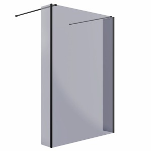 Wasdale 1400mm Black Smoked Walk Through Wet Room Screen with 215mm Hinged Return Screens
