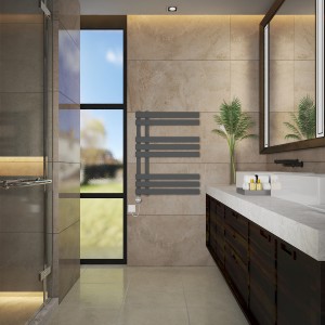 Koli 800 x 600mm Anthracite Thermostatic Touch Control Electric Heated Towel Rail