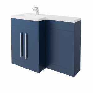 Calm Matt Blue Left Hand Comdination Vanity Set (No Concealed Cistern, No Toilet)