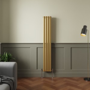 Norden 1600 x 237mm Metallic Gold Double Oval Column Vertical Designer Radiator
