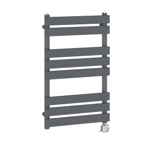 Juva 800 x 500mm Sand Grey Flat Panel Electric Thermostatic Heated Designer Towel Rail
