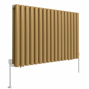 Norden 600 x 1004mm Metallic Gold Double Oval Column Horizontal Designer Radiator