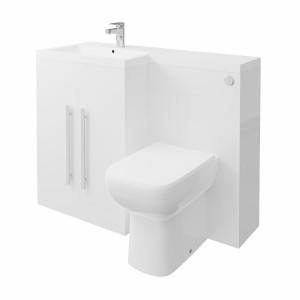 Calm White Left Hand Combination Vanity Unit with RAK-Origin Toilet & Soft Close Seat & Concealed Cistern - 1100mm