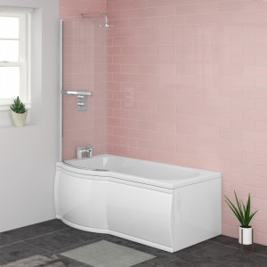 Feel 600 Modern Bathroom Suite with P-Shape Shower Bath - Left Hand - 1500mm