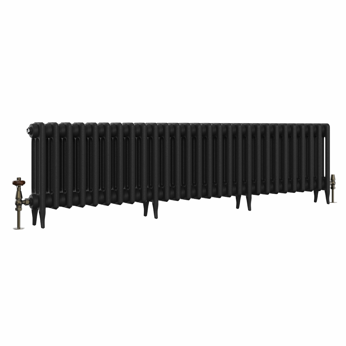 Classic 450 x 1770mm Black Primered Finish Triple Column Cast Iron Radiator - 28 Sections