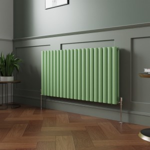 Norden 600 x 1181mm Pastel Green Double Oval Column Horizontal Designer Radiator