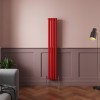 Norden 1600 x 237mm Signal Red Double Oval Column Vertical Designer Radiator