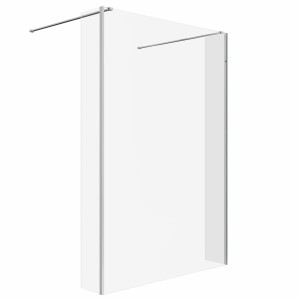 Wasdale 1400mm Chrome Walk Through Wet Room Screen with 215mm Hinged Return Screens