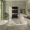 Juva 1200 x 600mm Dual Fuel Satin Black Flat Panel Thermostatic Touch Control Electric Heated Towel Rail