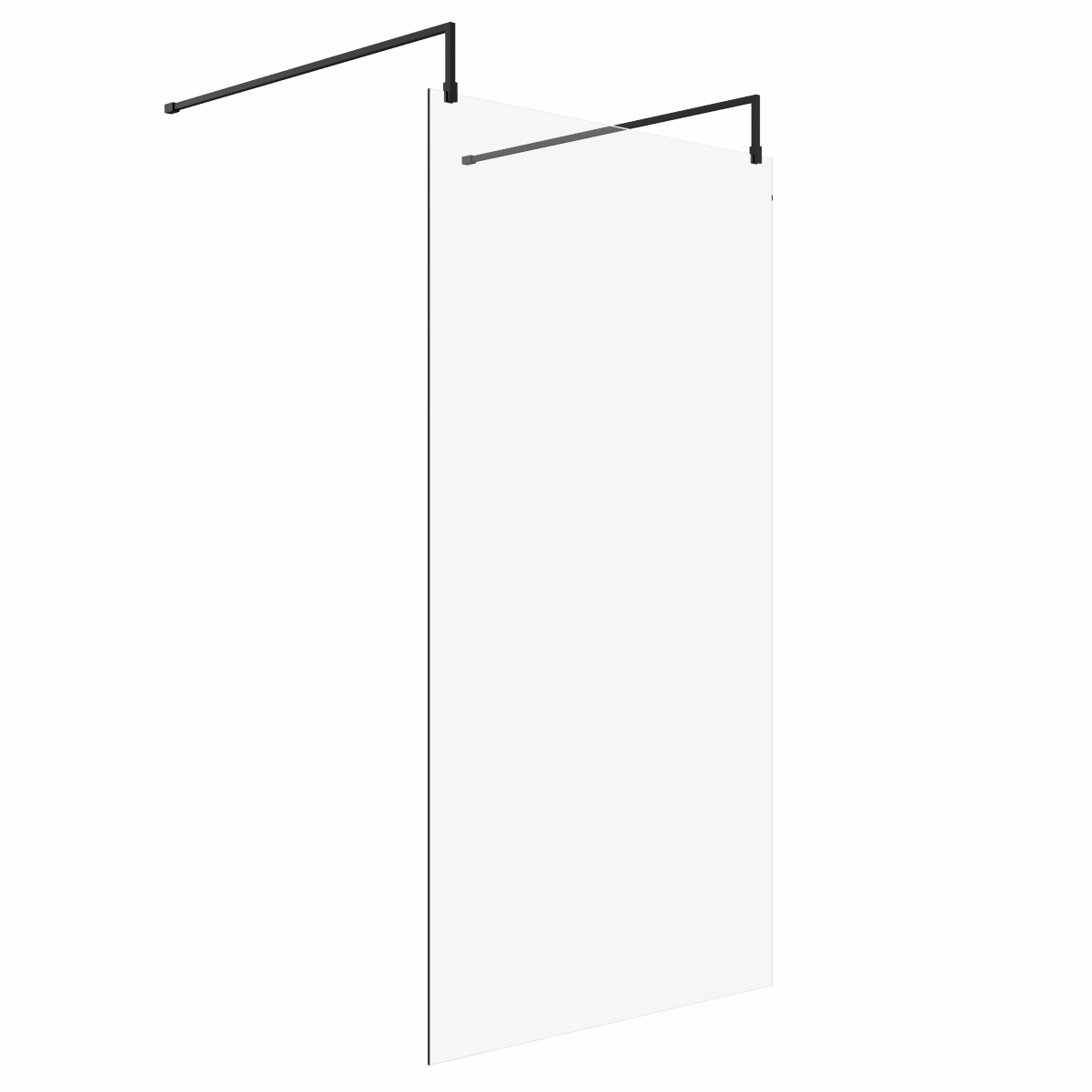 Wasdale 1100mm Black Walk Through Wet Room Screen With L-Shape Support Arms