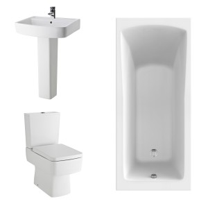 Boston Modern Bathroom Suite with Single Ended Bath - 1600 x 700mm