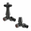 Traditional Thermostatic Corner Radiator Valves - Black Nickel