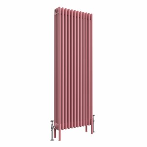Bern 1500 x 560mm Rose Pink Four Column Vertical Traditional Radiator