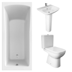 RAK Origin Modern Bathroom Suite and Single Ended Bath - 1700 x 750mm
