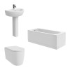Cordoba Modern Bathroom Suite with Wall Hung Toilet and Essential Single Ended Bath - 1600 x 700mm - Front & End Bath Panel Included